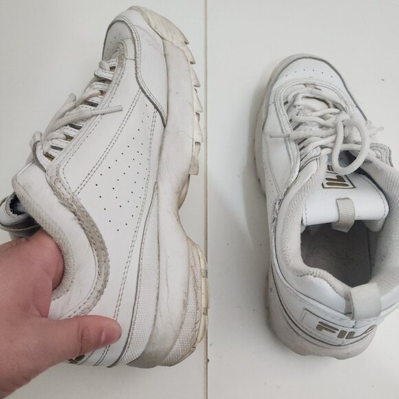 Fila Disruptor 2 Gold White Women’s Leather Retro Low Top Shoes Size 9 - Picture 10 of 15